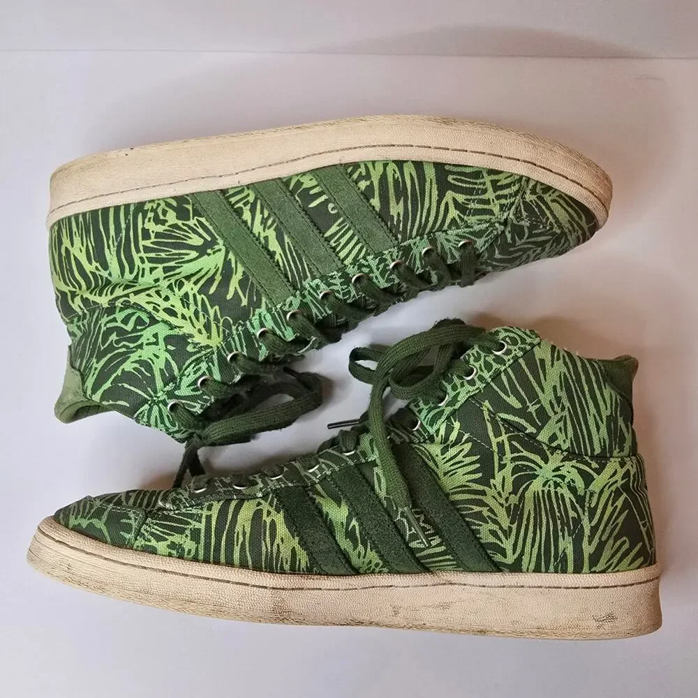 Adidas Jabbar Mid Top Sneakers Men's Size 12 Green Jungle Print D67390 - Picture 12 of 12